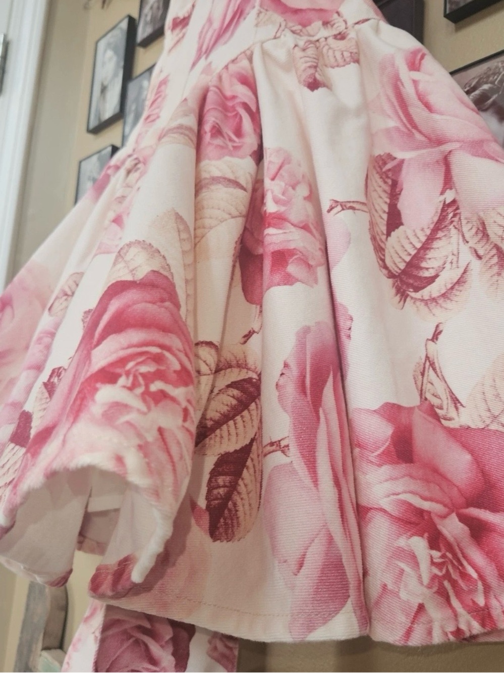 ASOS LUXE Denim Corset Garden Dress Shabby Chic Feminine Pink Roses Party 12 - Picture 8 of 14